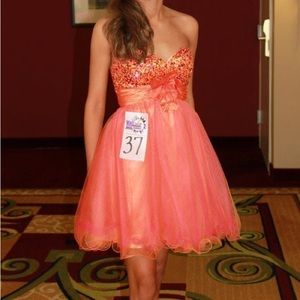 Let’s Fashion Orange and Purple Sequin Cocktail Dress